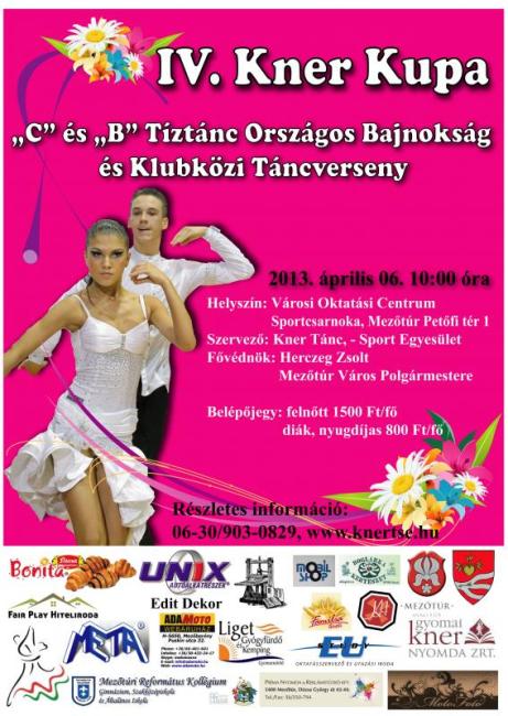 IV. Kner Kupa- C és B Tíztánc OB és Klubközi Táncverseny Forrgatókönyv